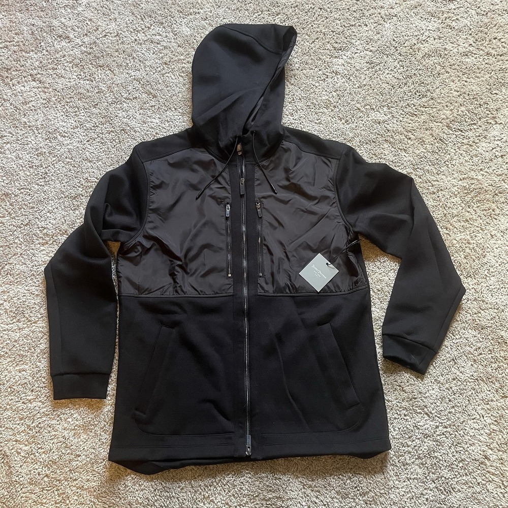 Hickey Freeman Black‎ Full Sip Hoodie Men's Medium Two Tone Black